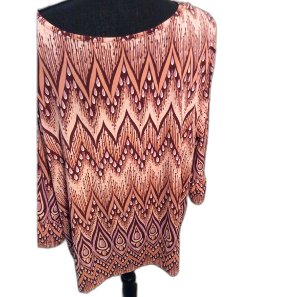 Bob Mackie Wearable Art Shirt Top Women Size 2X Flare Sleeve Boho Blouse VNC - Picture 2 of 5